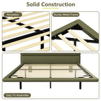 Floating Bed Frame with LED Light, Modern PU Leather Platform Bed, No Boxing Spring Needed, Assemble Easily, Full Size Bed Frame