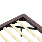 Floating Bed Frame with LED Light, Modern PU Leather Platform Bed, No Boxing Spring Needed, Assemble Easily, Full Size Bed Frame