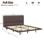 Floating Bed Frame with LED Light, Modern PU Leather Platform Bed, No Boxing Spring Needed, Assemble Easily, Full Size Bed Frame