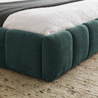 Modern Queen Size Upholstered Bed Frame with Headboard, Blue-Green Chenille Fabric, 68''*86.5''*23.5''