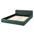 Modern Queen Size Upholstered Bed Frame with Headboard, Blue-Green Chenille Fabric, 68''*86.5''*23.5''