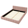 Modern Upholstered Queen Size Bed Frame with Thick Chenille Fabric, Pink, No Box Spring Needed