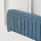 Modern Queen Size Upholstered Bed Frame with Pleated Chenille Fabric and Headboard, No Box Spring Needed, Blue
