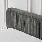 Modern Queen Size Upholstered Bed Frame with Chenille Fabric and Pleated Design in Grey