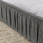 Modern Queen Size Upholstered Bed Frame with Chenille Fabric and Pleated Design in Grey