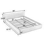 Modern Queen Size Upholstered Bed Frame with Curved Headboard, Velvet Fabric, No Box Spring Required, Grey