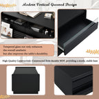 U-Can Modern Rectangle Coffee Table with 4 Drawers and 2 Display Shelves, 47.2' Wood Coffee Table with Fluted Style, Tempered Glass for Living Room