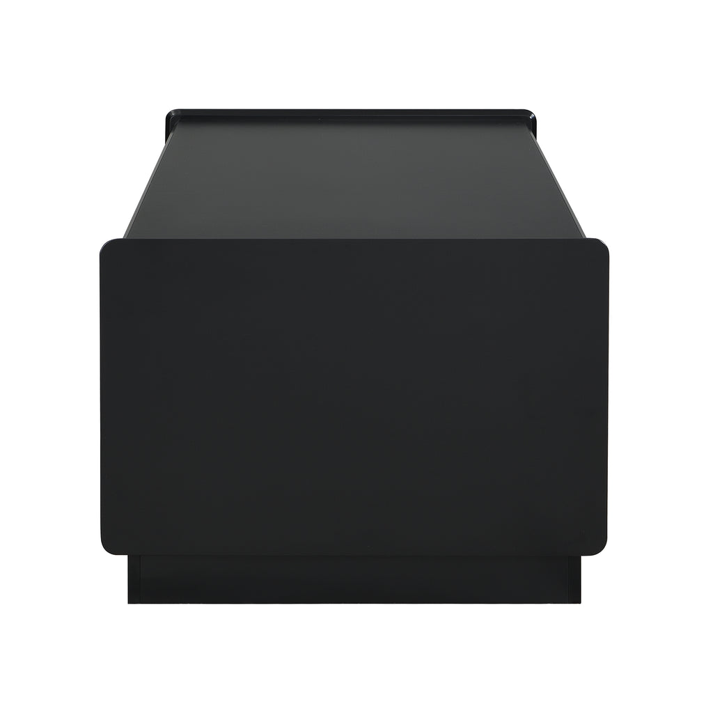 U-Can Modern Rectangle Coffee Table with 4 Drawers and 2 Display Shelves, 47.2' Wood Coffee Table with Fluted Style, Tempered Glass for Living Room