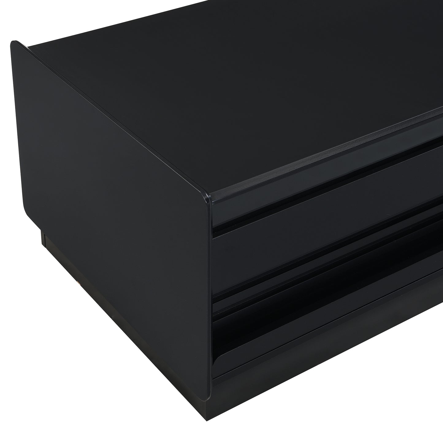 U-Can Modern Rectangle Coffee Table with 4 Drawers and 2 Display Shelves, 47.2' Wood Coffee Table with Fluted Style, Tempered Glass for Living Room