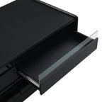 U-Can Modern Rectangle Coffee Table with 4 Drawers and 2 Display Shelves, 47.2' Wood Coffee Table with Fluted Style, Tempered Glass for Living Room