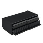 U-Can Modern Rectangle Coffee Table with 4 Drawers and 2 Display Shelves, 47.2' Wood Coffee Table with Fluted Style, Tempered Glass for Living Room