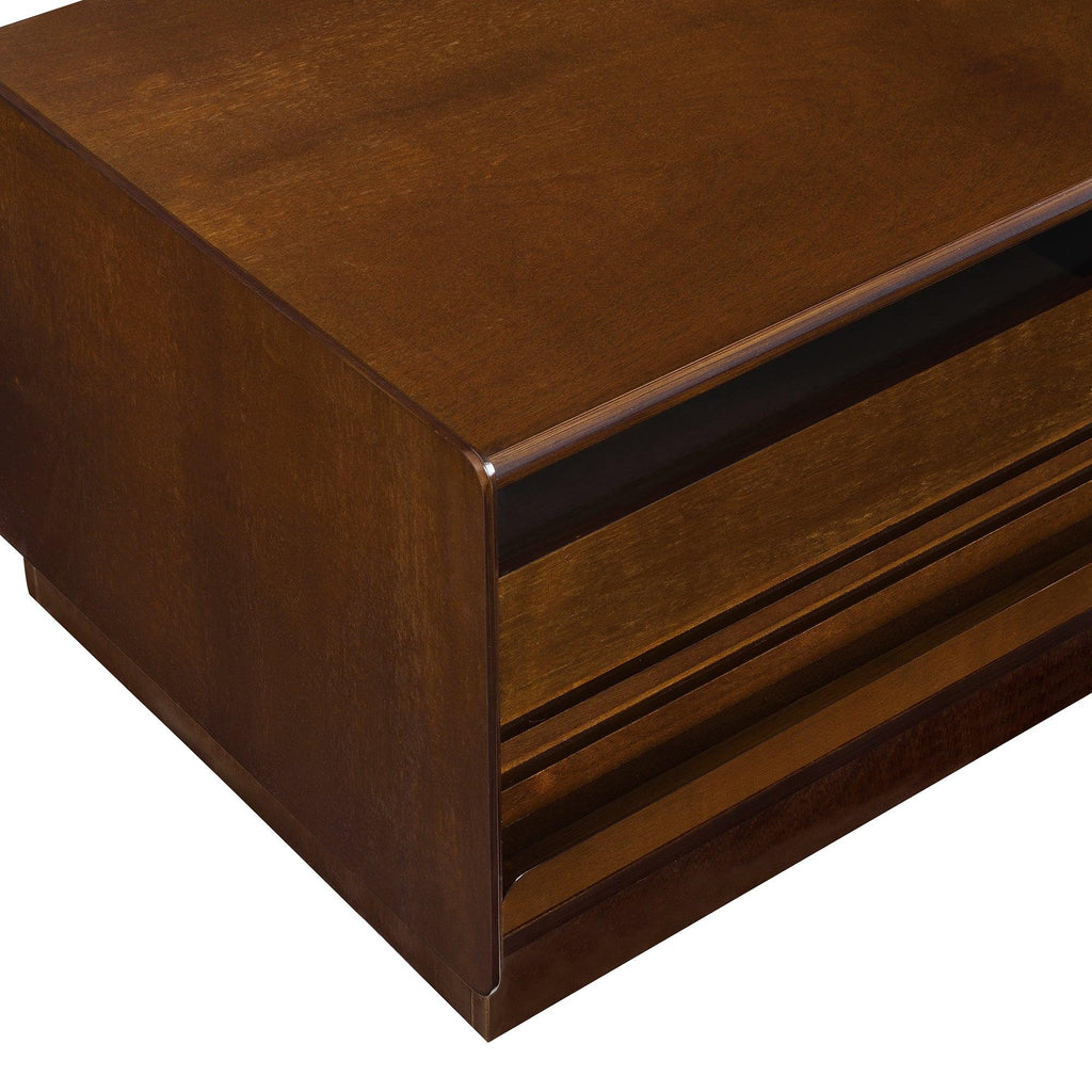 Modern Rectangle Wood Coffee Table with Storage Shelves.