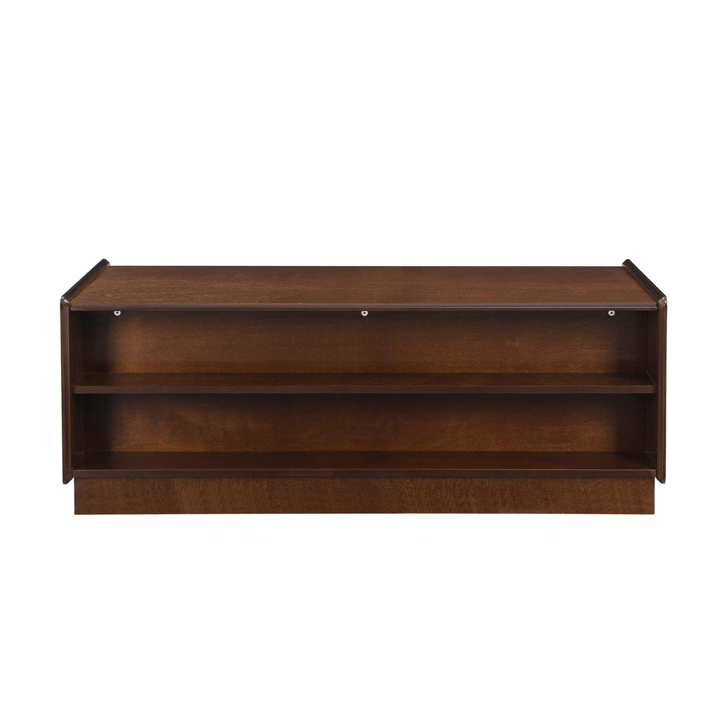 Modern Rectangle Wood Coffee Table with Storage Shelves.