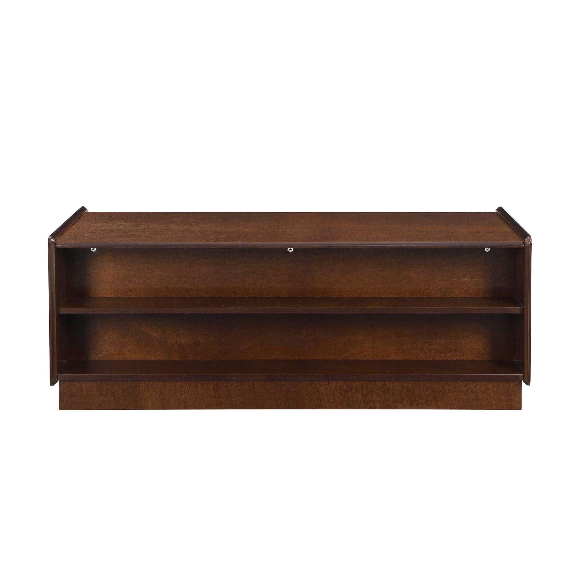 Modern Rectangle Wood Coffee Table with Storage Shelves.