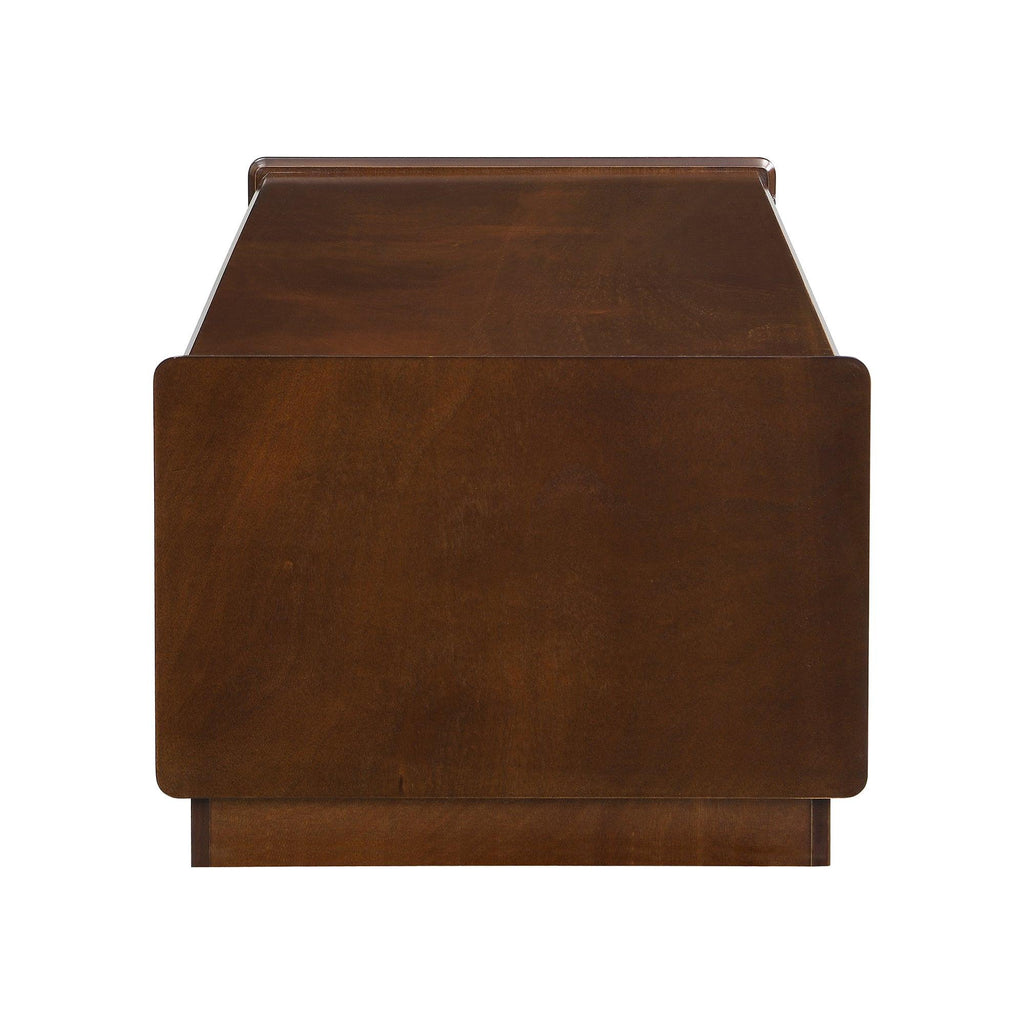 Modern Rectangle Wood Coffee Table with Storage Shelves.