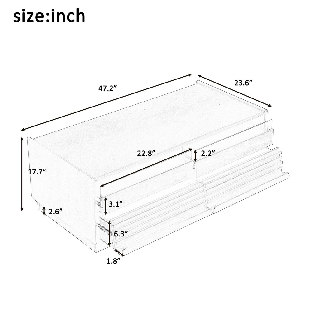 Modern Rectangle Wood Coffee Table with Storage Shelves.
