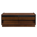 Modern Rectangle Wood Coffee Table with Storage Shelves.