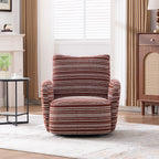 Modern Style 360° Swivel Leisure Chair Fabric Striped Armrest Swivel Chair with sand-rimmed fabric and metal bracket, suitable for living room, balcony and bedroom Accent Chair