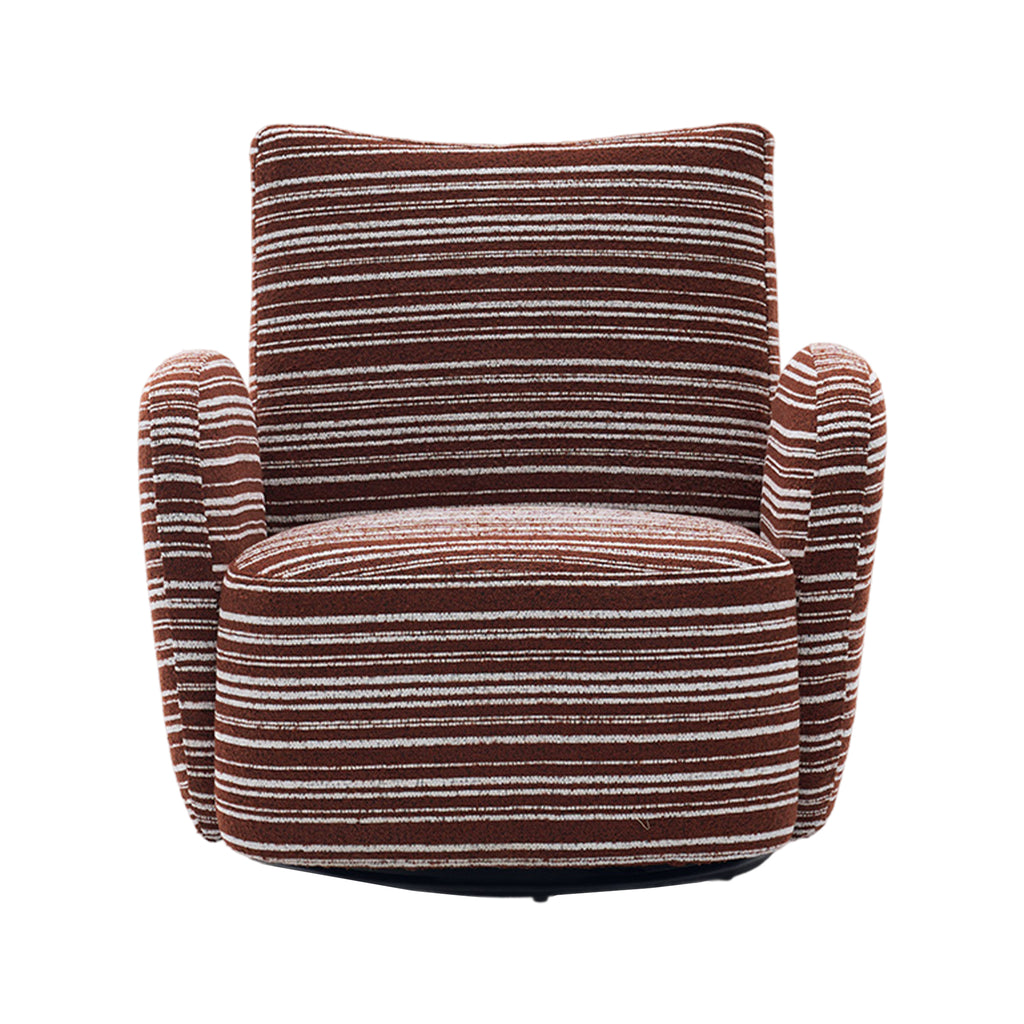 Modern Style 360° Swivel Leisure Chair Fabric Striped Armrest Swivel Chair with sand-rimmed fabric and metal bracket, suitable for living room, balcony and bedroom Accent Chair