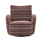 Modern Style 360° Swivel Leisure Chair Fabric Striped Armrest Swivel Chair with sand-rimmed fabric and metal bracket, suitable for living room, balcony and bedroom Accent Chair