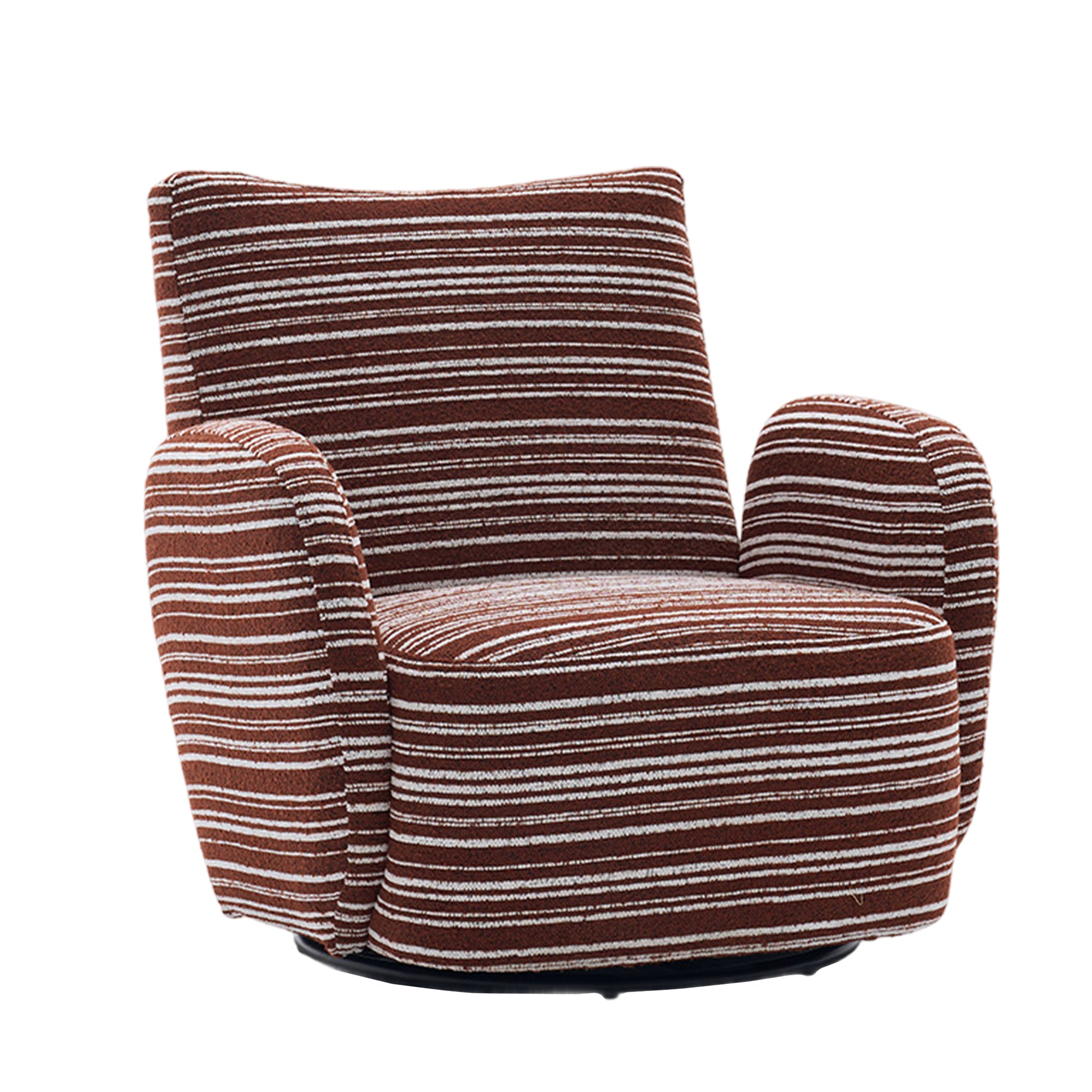 Modern Style 360° Swivel Leisure Chair Fabric Striped Armrest Swivel Chair with sand-rimmed fabric and metal bracket, suitable for living room, balcony and bedroom Accent Chair