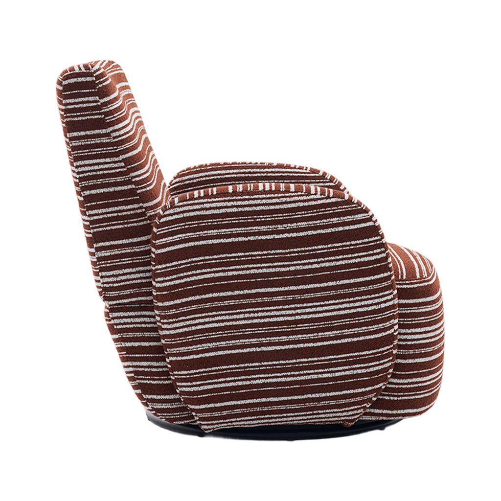 Modern Style 360° Swivel Leisure Chair Fabric Striped Armrest Swivel Chair with sand-rimmed fabric and metal bracket, suitable for living room, balcony and bedroom Accent Chair