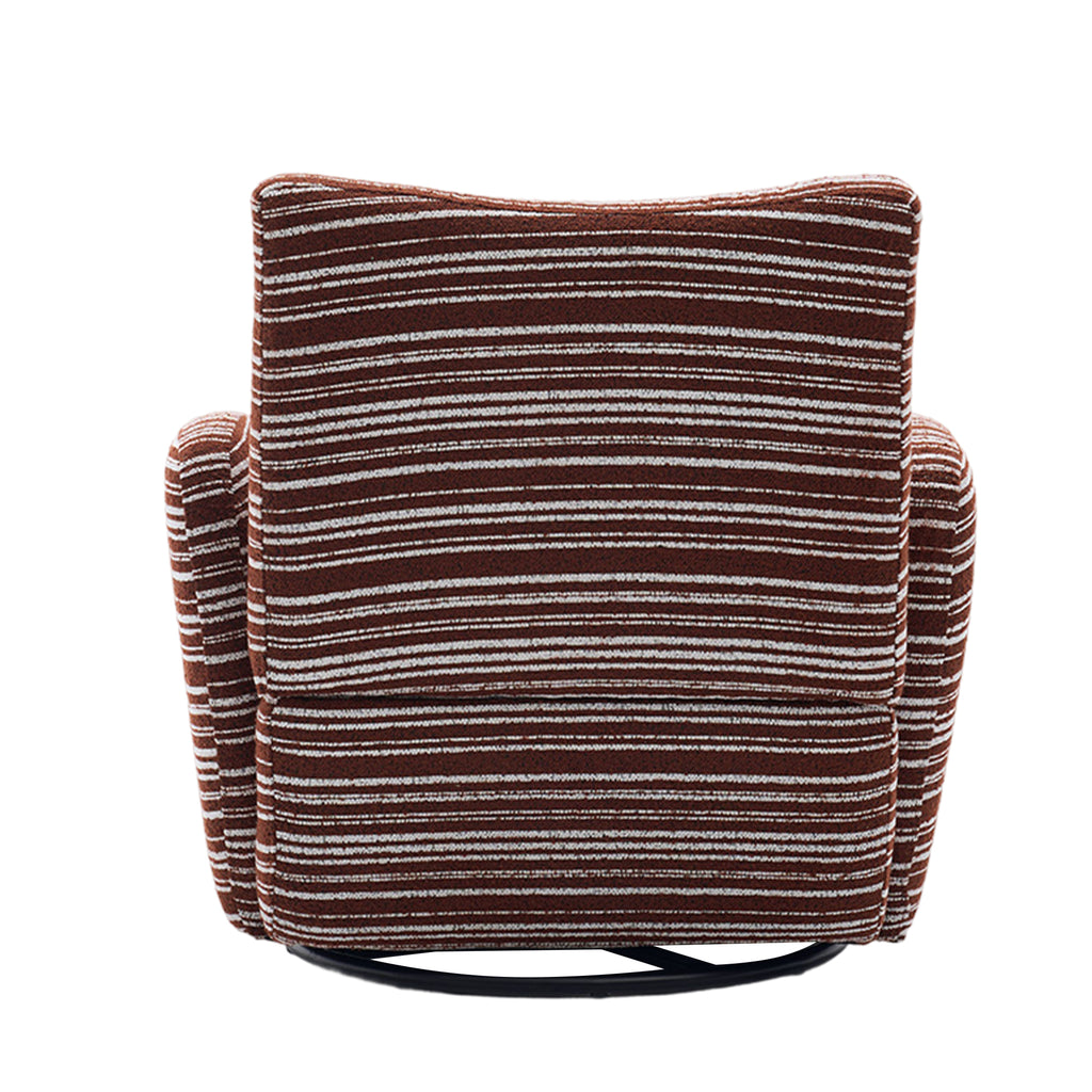 Modern Style 360° Swivel Leisure Chair Fabric Striped Armrest Swivel Chair with sand-rimmed fabric and metal bracket, suitable for living room, balcony and bedroom Accent Chair