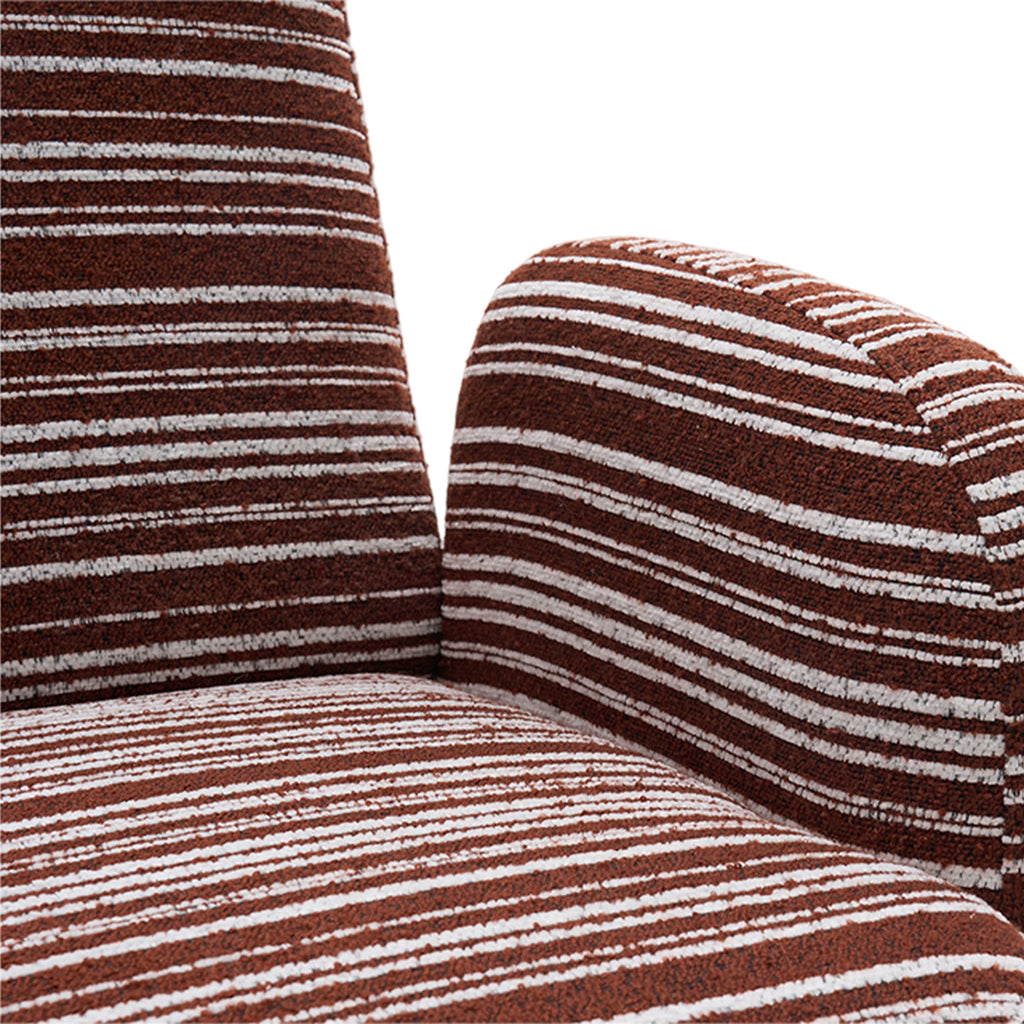 Modern Style 360° Swivel Leisure Chair Fabric Striped Armrest Swivel Chair with sand-rimmed fabric and metal bracket, suitable for living room, balcony and bedroom Accent Chair