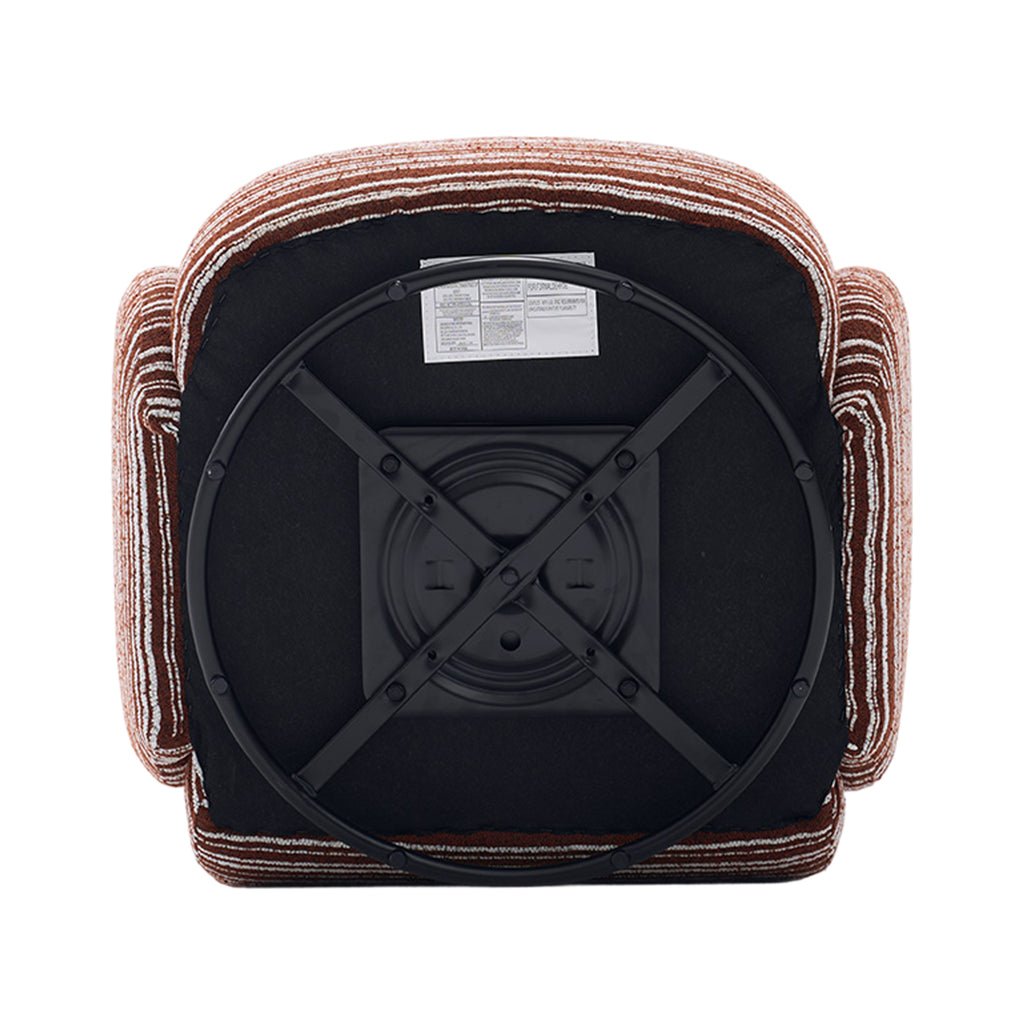 Modern Style 360° Swivel Leisure Chair Fabric Striped Armrest Swivel Chair with sand-rimmed fabric and metal bracket, suitable for living room, balcony and bedroom Accent Chair