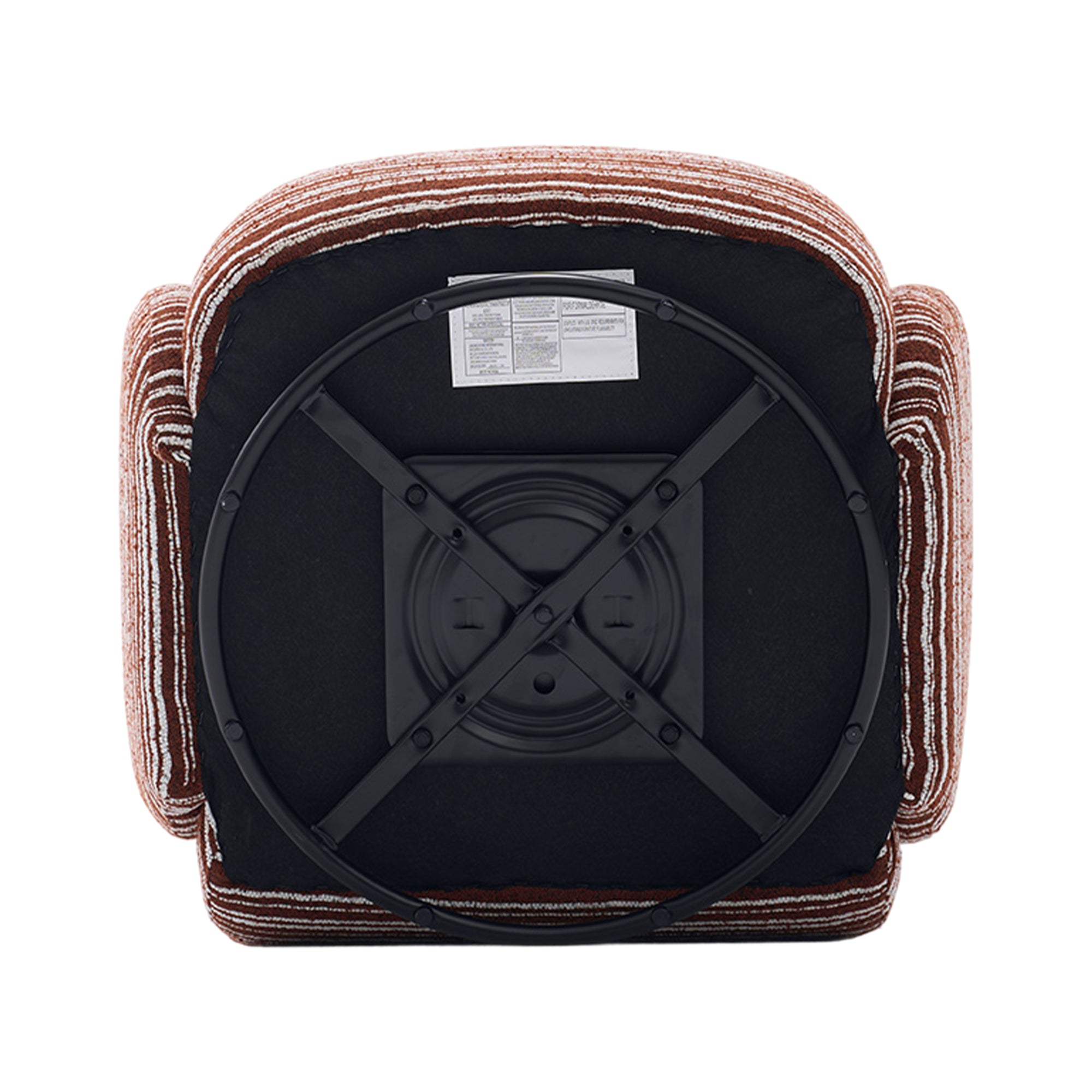 Modern Style 360° Swivel Leisure Chair Fabric Striped Armrest Swivel Chair with sand-rimmed fabric and metal bracket, suitable for living room, balcony and bedroom Accent Chair