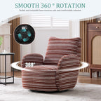 Modern Style 360° Swivel Leisure Chair Fabric Striped Armrest Swivel Chair with sand-rimmed fabric and metal bracket, suitable for living room, balcony and bedroom Accent Chair
