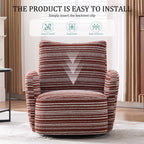 Modern Style 360° Swivel Leisure Chair Fabric Striped Armrest Swivel Chair with sand-rimmed fabric and metal bracket, suitable for living room, balcony and bedroom Accent Chair