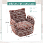 Modern Style 360° Swivel Leisure Chair Fabric Striped Armrest Swivel Chair with sand-rimmed fabric and metal bracket, suitable for living room, balcony and bedroom Accent Chair