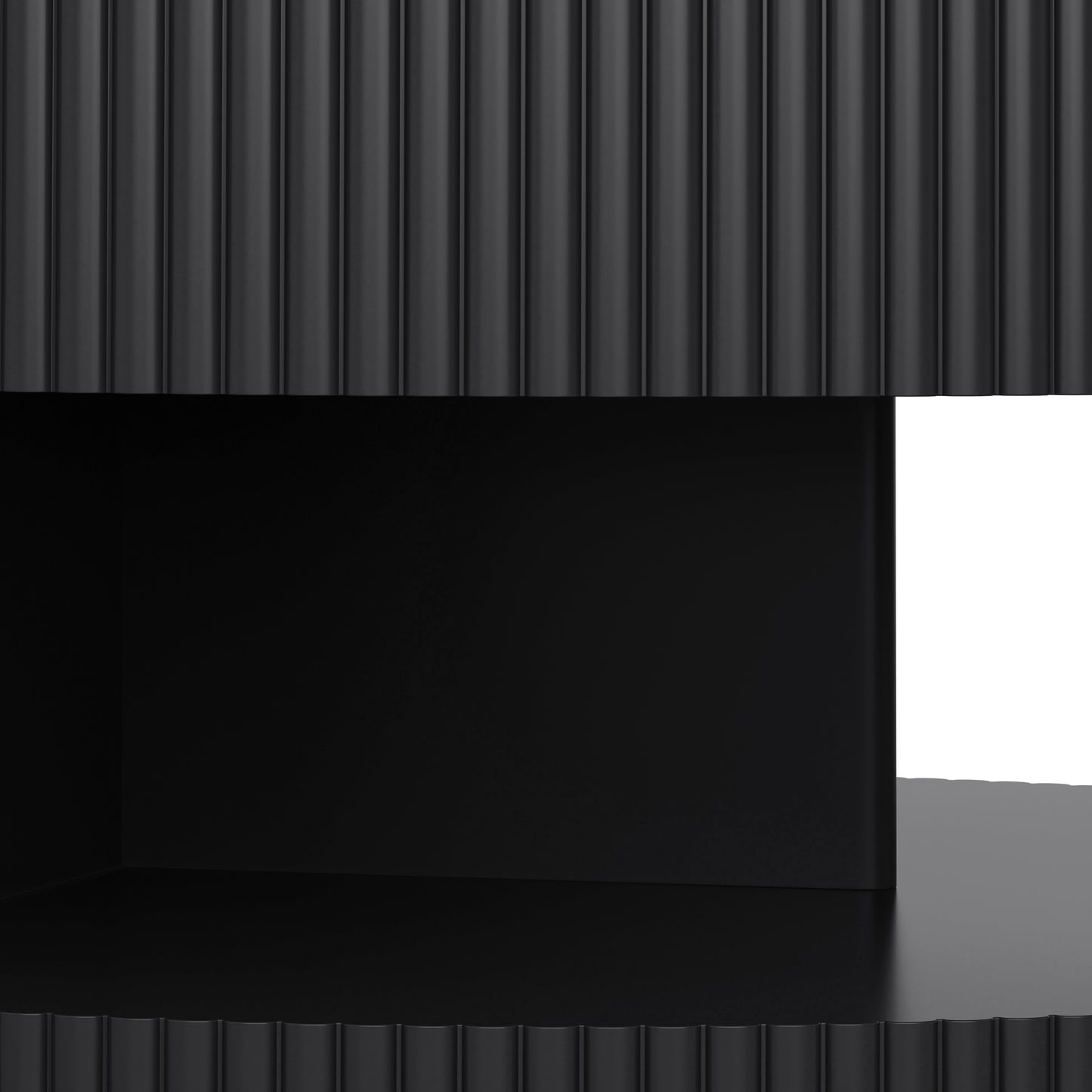 31.5'' Round Coffee Table,Modern Center Table with Storage,Vertical Stripe Design Coffee Table for Living Room,Bedroom(Black)