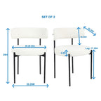 Burbank Modern Round Boucle Dining Chairs, Set of 2, White