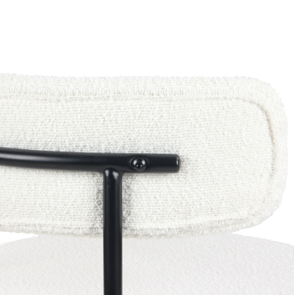 Burbank Modern Round Boucle Dining Chairs, Set of 2, White