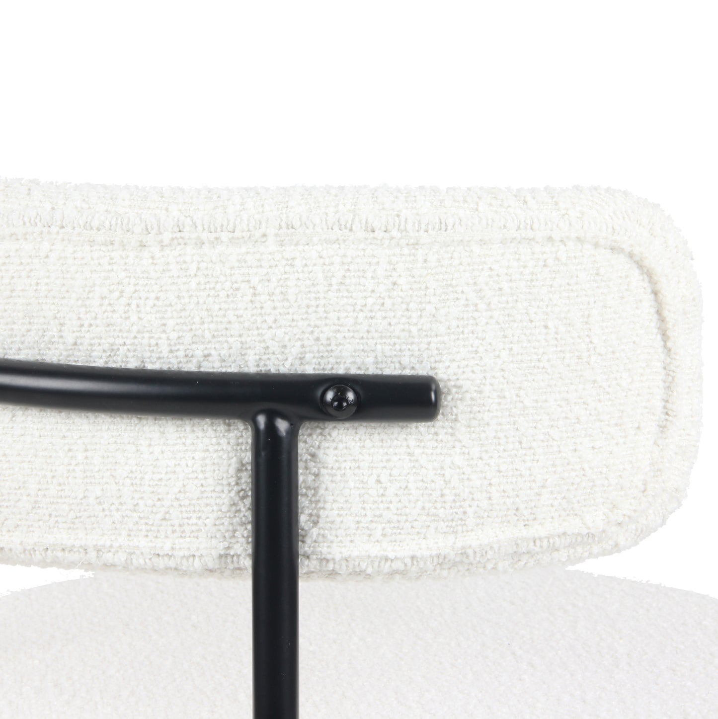 Burbank Modern Round Boucle Dining Chairs, Set of 2, White