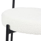 Burbank Modern Round Boucle Dining Chairs, Set of 2, White