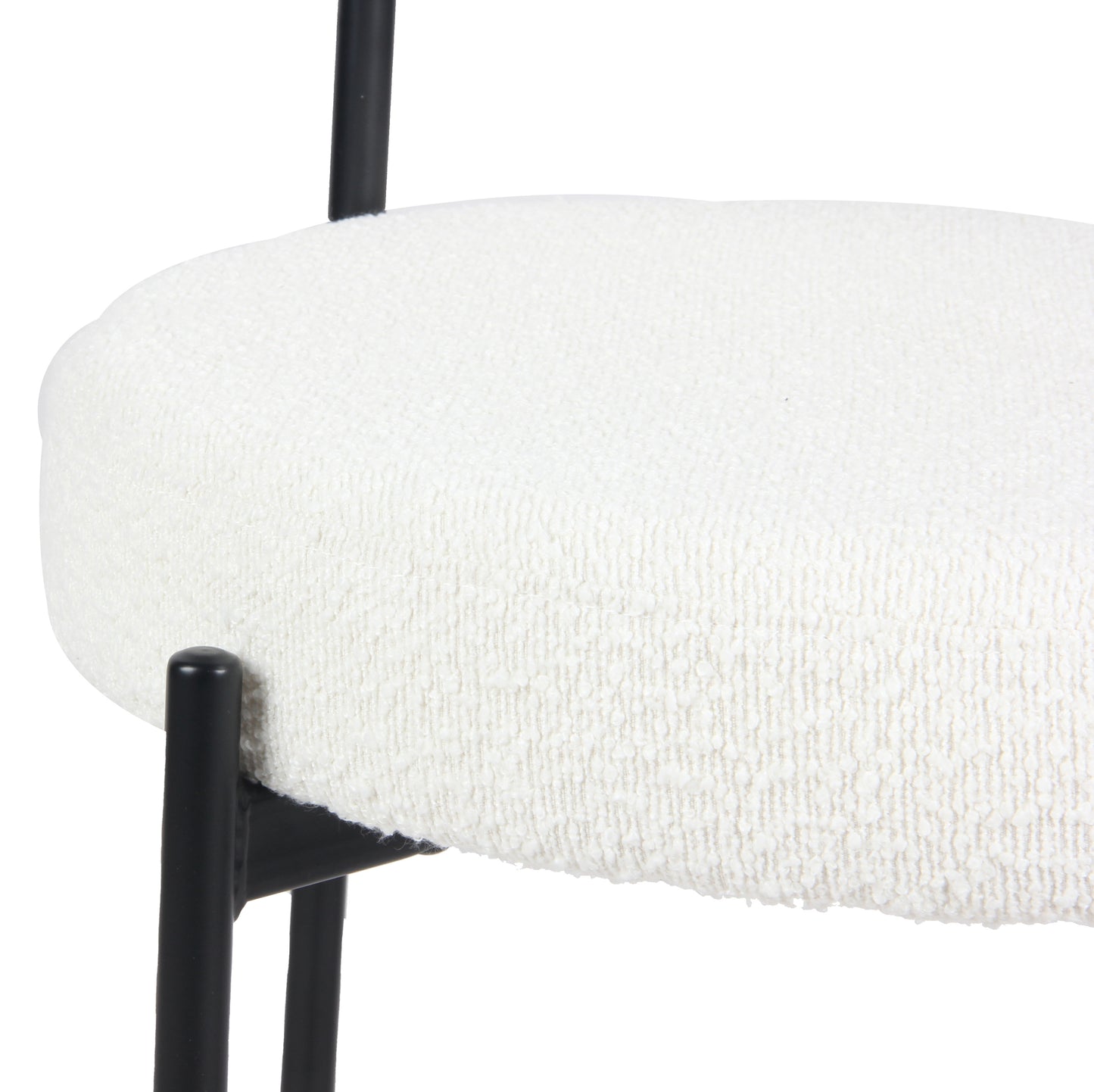 Burbank Modern Round Boucle Dining Chairs, Set of 2, White