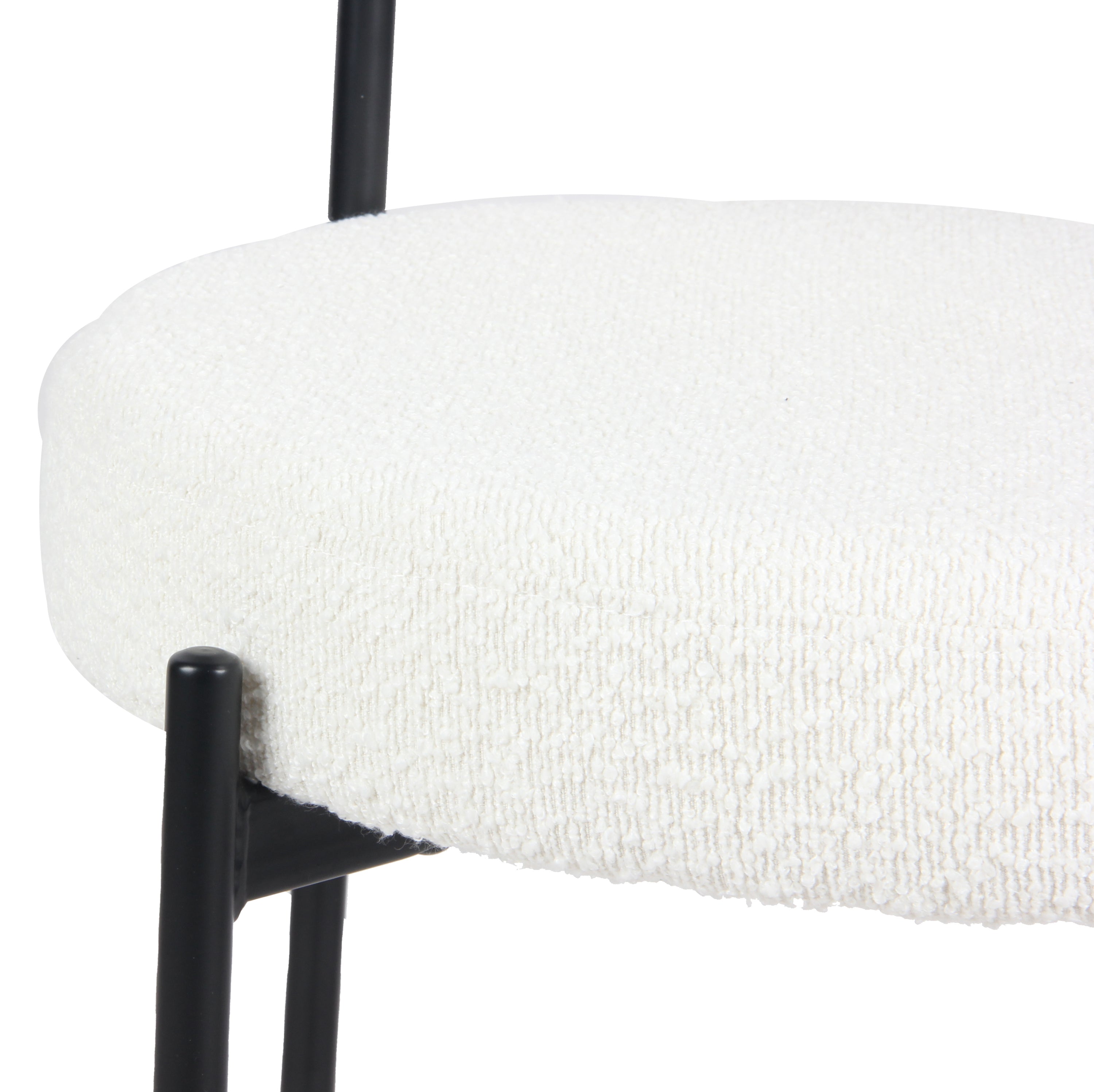 Burbank Modern Round Boucle Dining Chairs, Set of 2, White
