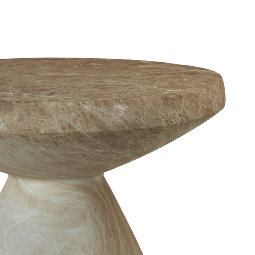 Cement Outdoor End Tables for Patio, GardenAccent Table Faux Terrazzo Accent Table, Modern Small Round Side Tablefor Outside, Tree Stump Garden Stool DrumTable indoor and Outdoor End Table