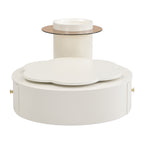 U-Can Modern Round Coffee Table Set of 2 , 360-Degree Rotatable Flower-shaped Top with 2 Drawers, Top Circle Side Table End Table with Glass for Living Room