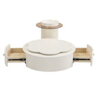 U-Can Modern Round Coffee Table Set of 2 , 360-Degree Rotatable Flower-shaped Top with 2 Drawers, Top Circle Side Table End Table with Glass for Living Room