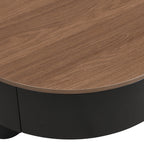 Round Nesting Coffee Table Set of 2, Coffee Table with Storage Drawer, Black Plastic Center Table for Living Room, Large: 27.56'' Small: 19.69''