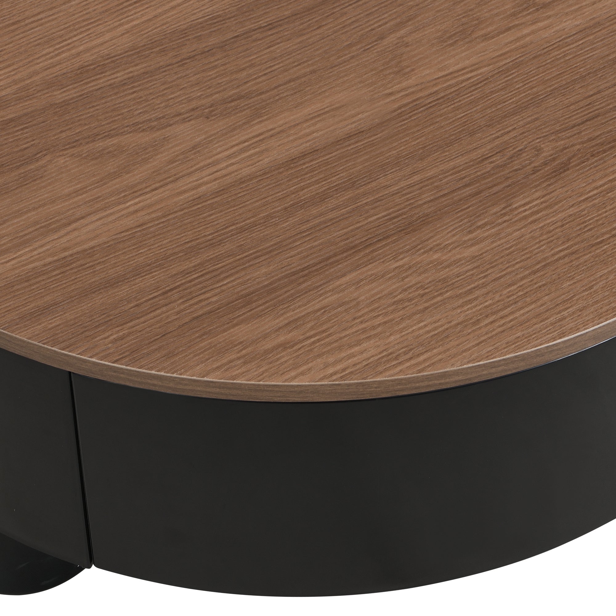 Round Nesting Coffee Table Set of 2, Coffee Table with Storage Drawer, Black Plastic Center Table for Living Room, Large: 27.56'' Small: 19.69''