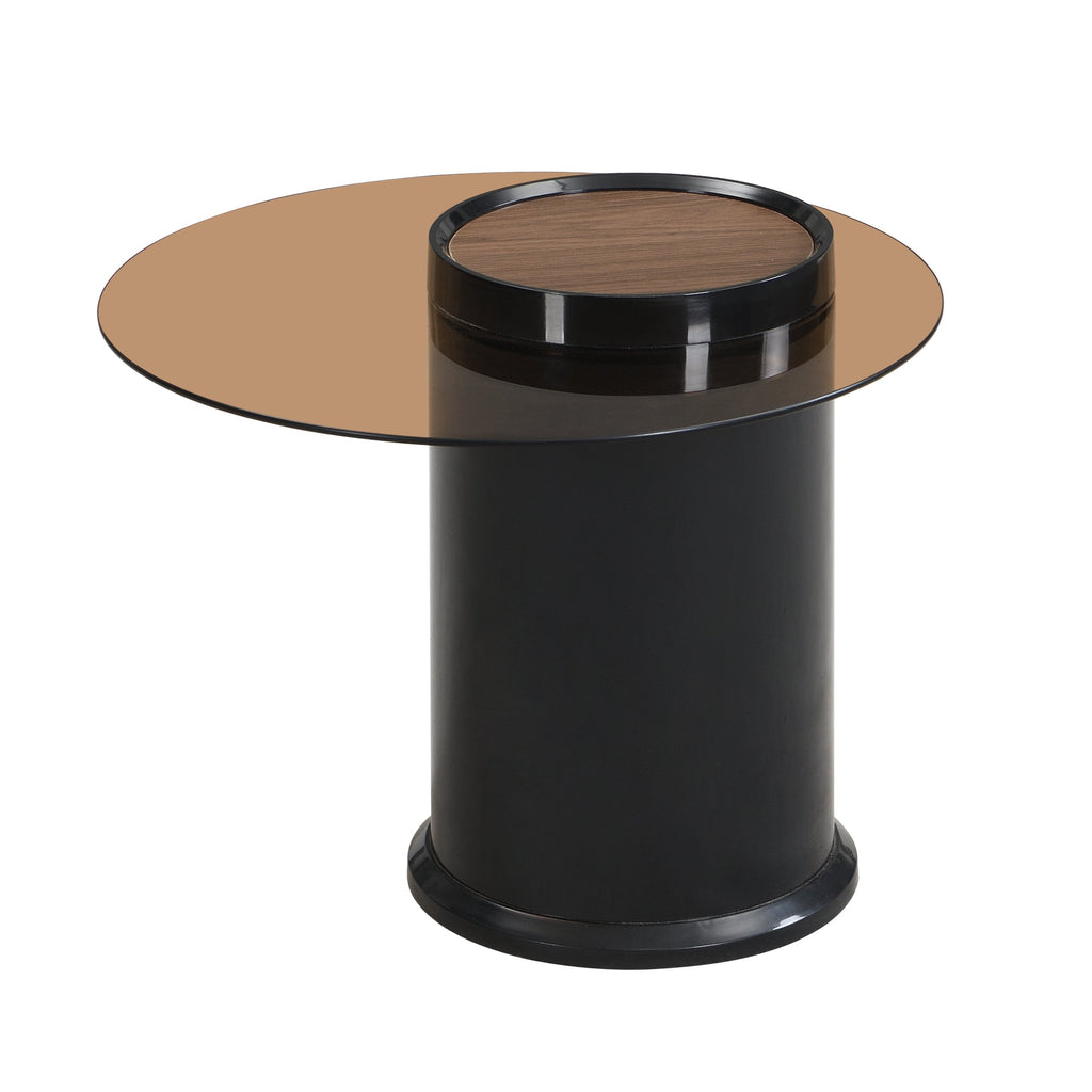 Round Nesting Coffee Table Set of 2, Coffee Table with Storage Drawer, Black Plastic Center Table for Living Room, Large: 27.56'' Small: 19.69''