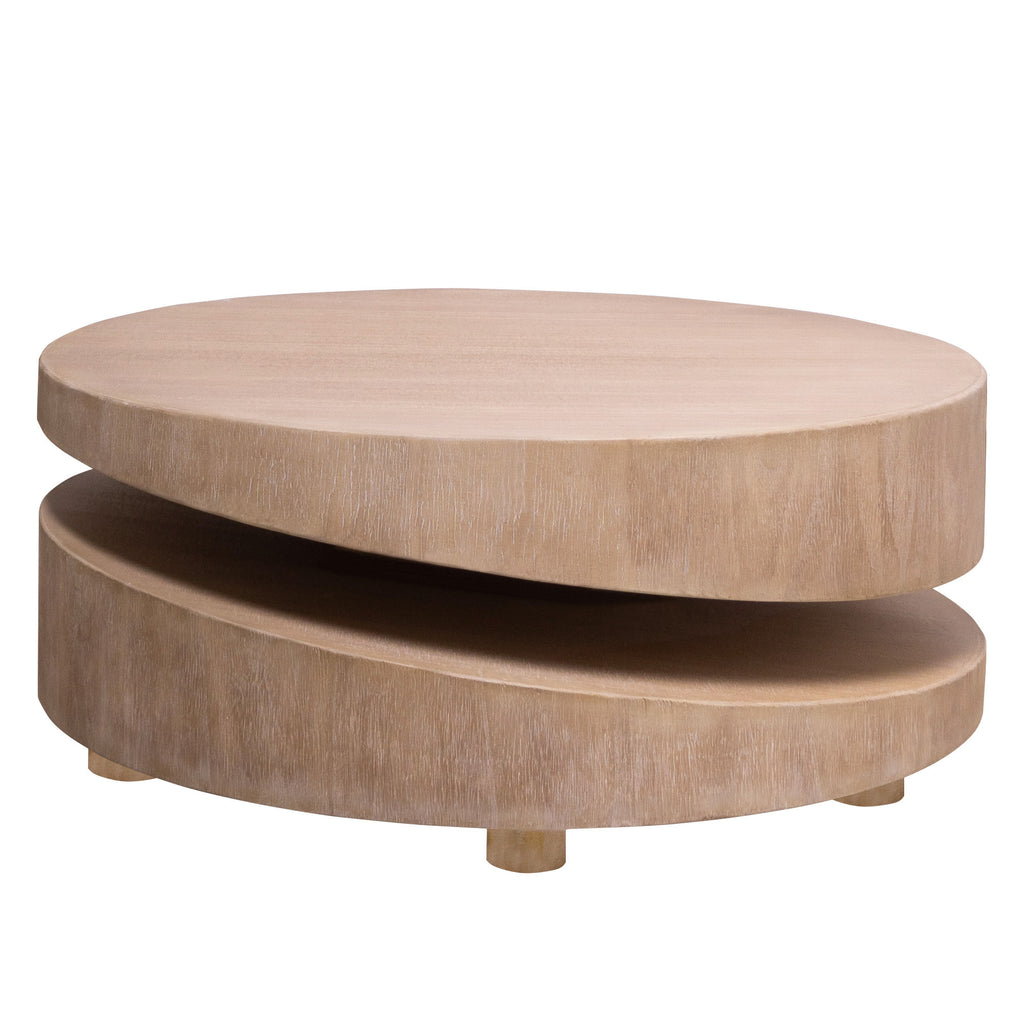 Modern Round Wood Coffee Table – 31.3 Natural Finish Accent Table for Living Room