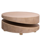 Modern Round Wood Coffee Table – 31.3 Natural Finish Accent Table for Living Room