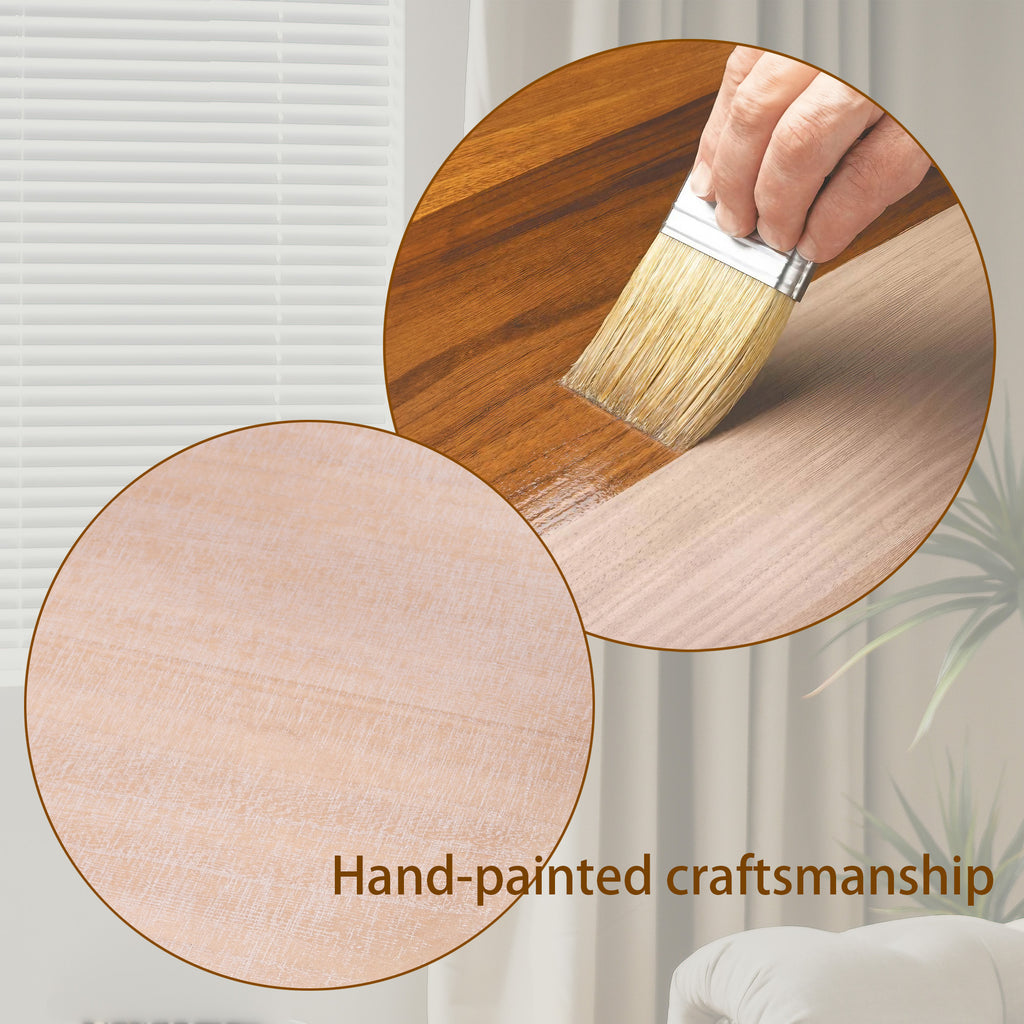 Modern Round Wood Coffee Table – 31.3 Natural Finish Accent Table for Living Room