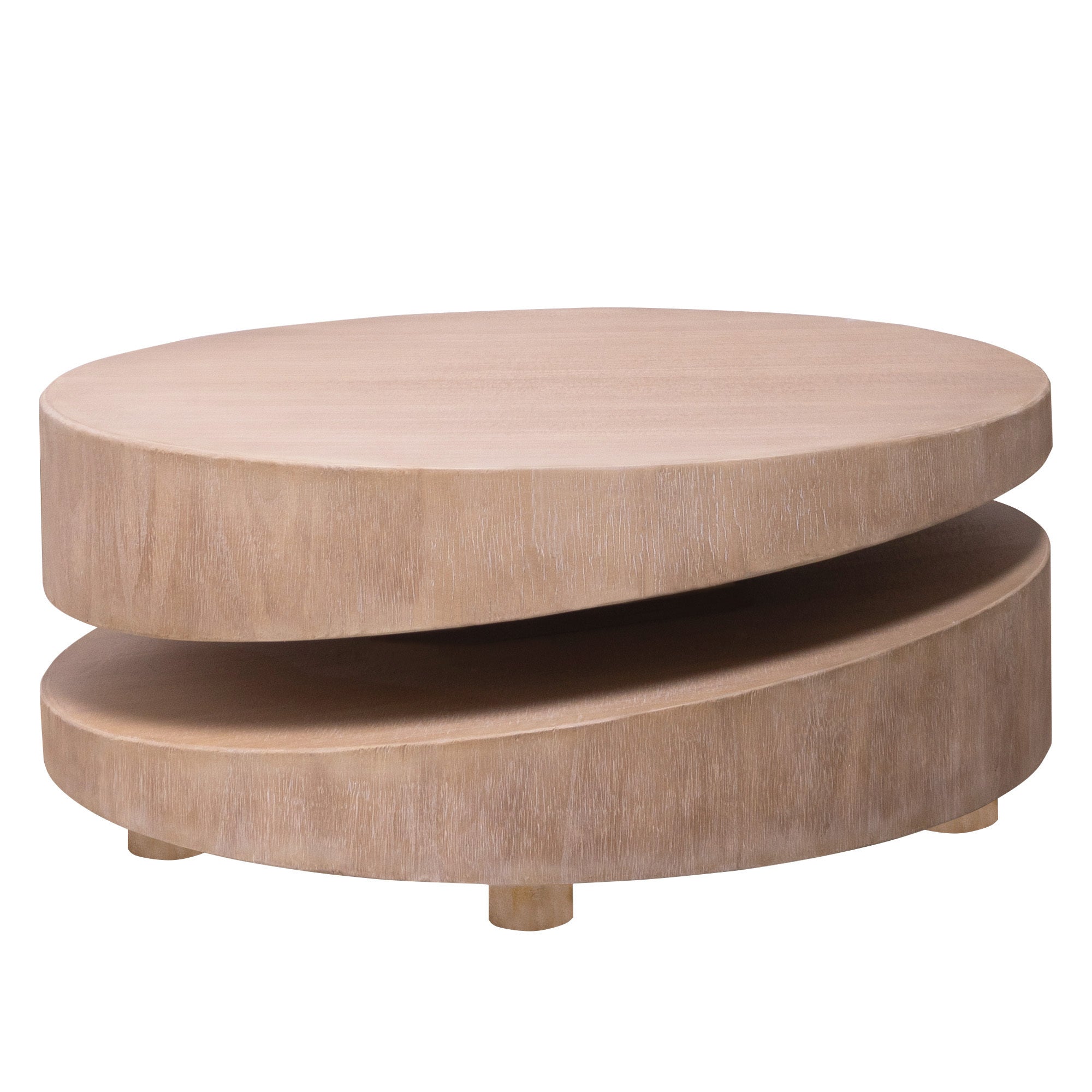 Modern Round Wood Coffee Table – 31.3 Natural Finish Accent Table for Living Room
